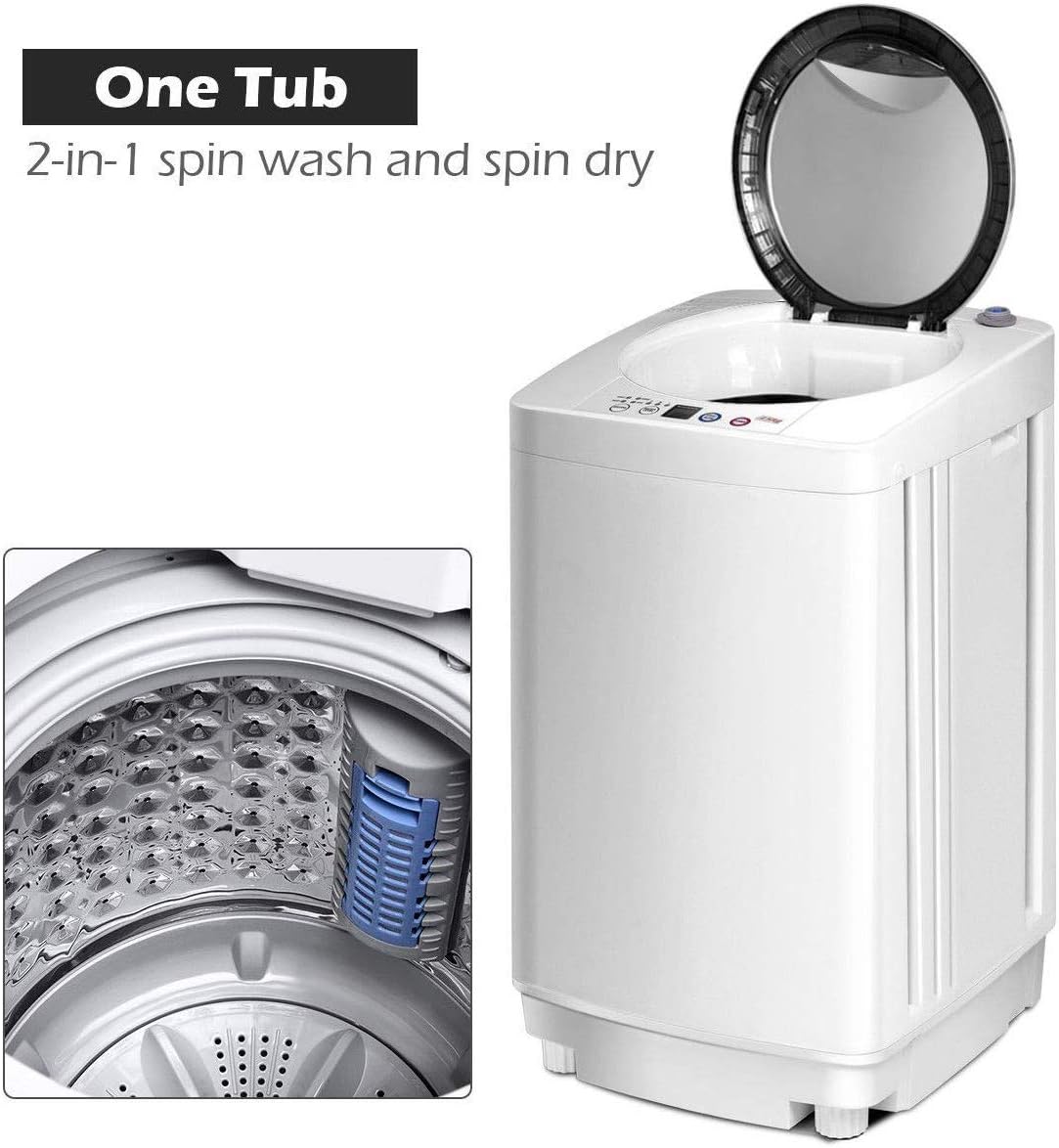 Giantex Portable Washing Machine, Full Automatic Washer and Dryer Combo, with Built-in Pump Drain 8 LBS Capacity Compact Laundry Washer Spin Dryer for Apartment RV Dorm