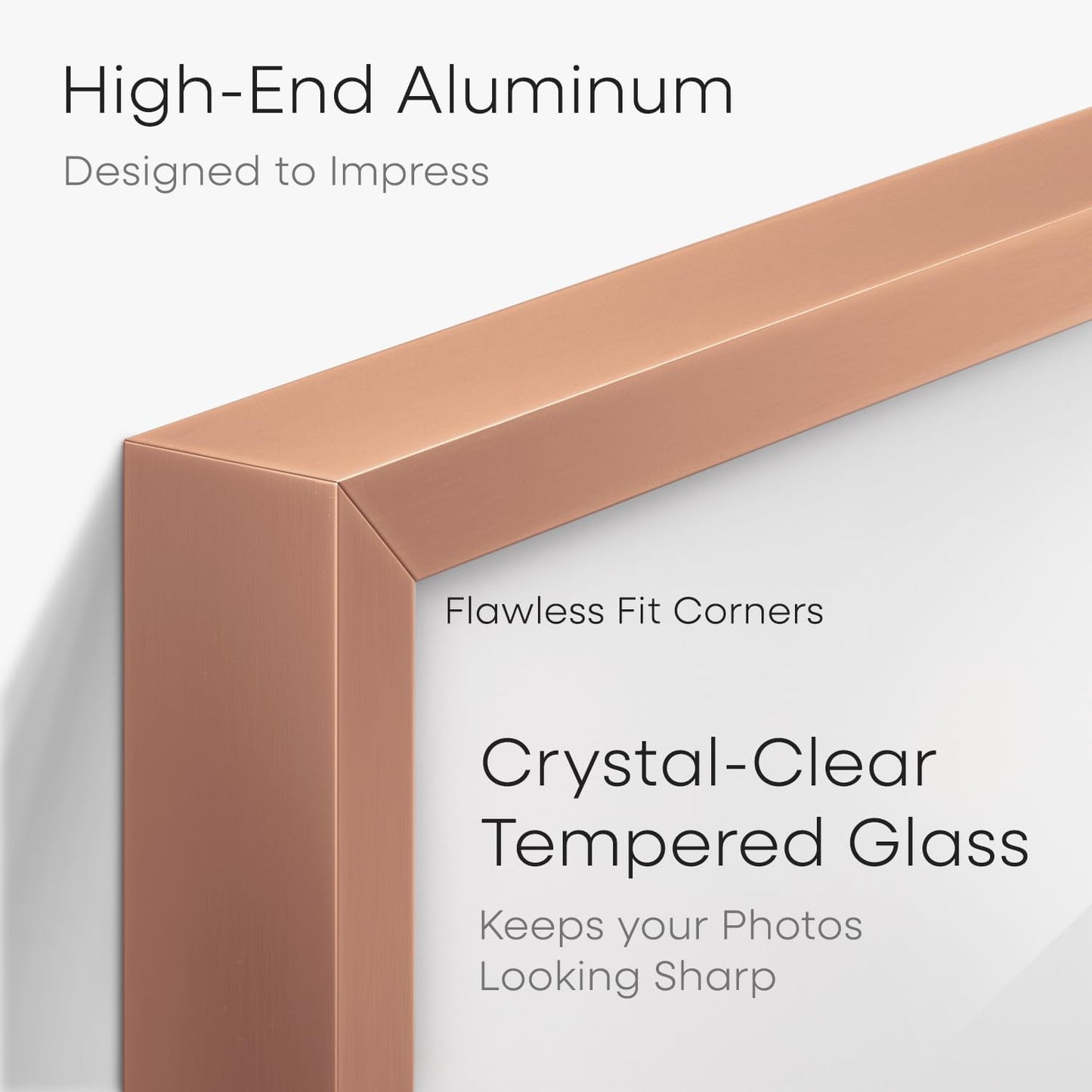 Homeforia 20x24 Frame Rose Gold, High End Metal 20x24 Poster Frames with Mat 16x20 inch Photo, 20 x 24 Rose Gold Picture Frame Matted to 16 by 20 Print, 24x20 Frame, Tempered Glass, Wall Kit, Set of 1