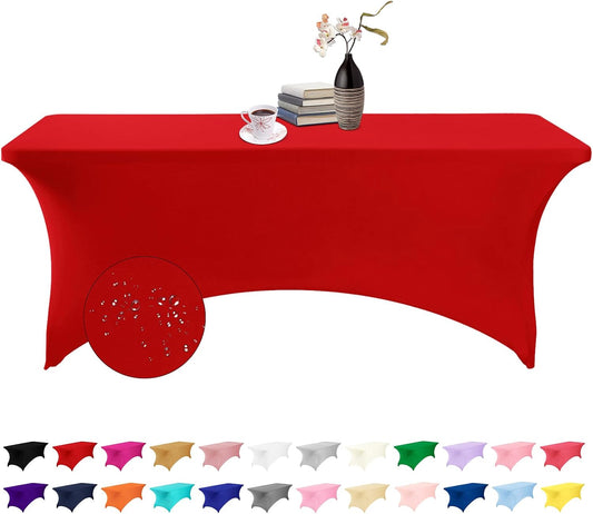 Spandex 6ft Waterproof Table Cover for Party,Wedding, Banquet, and Events(Red)