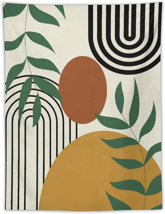 ICMOLYYENLO Boho Plant Aesthetic Tapestry, Abstract Medieval Arch Sun Home Aesthetic Wall Hanging For Bedroom Living Room Dormitory Tapestry 60x80 Inches