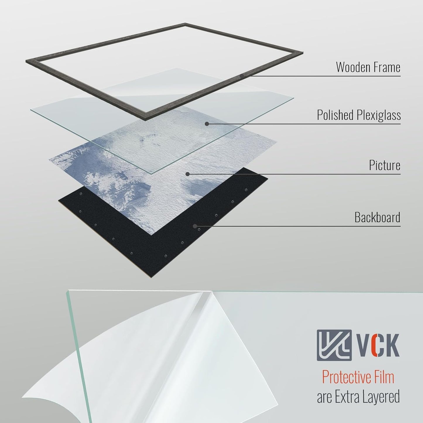 VCK 20x28 Picture Frame 3 Pack, Gray Solid Wood Poster Picture Frame, Exclusive Wood Grain, Wall Mounting Hanging