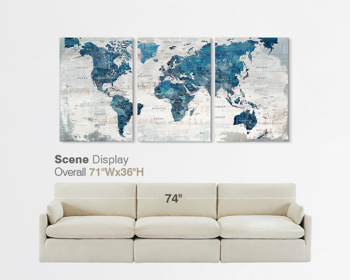 Wall Decor Living Room Home Office Wall Art Framed Blue Home Decor Large Picture House Decorations Dining Room Painting
