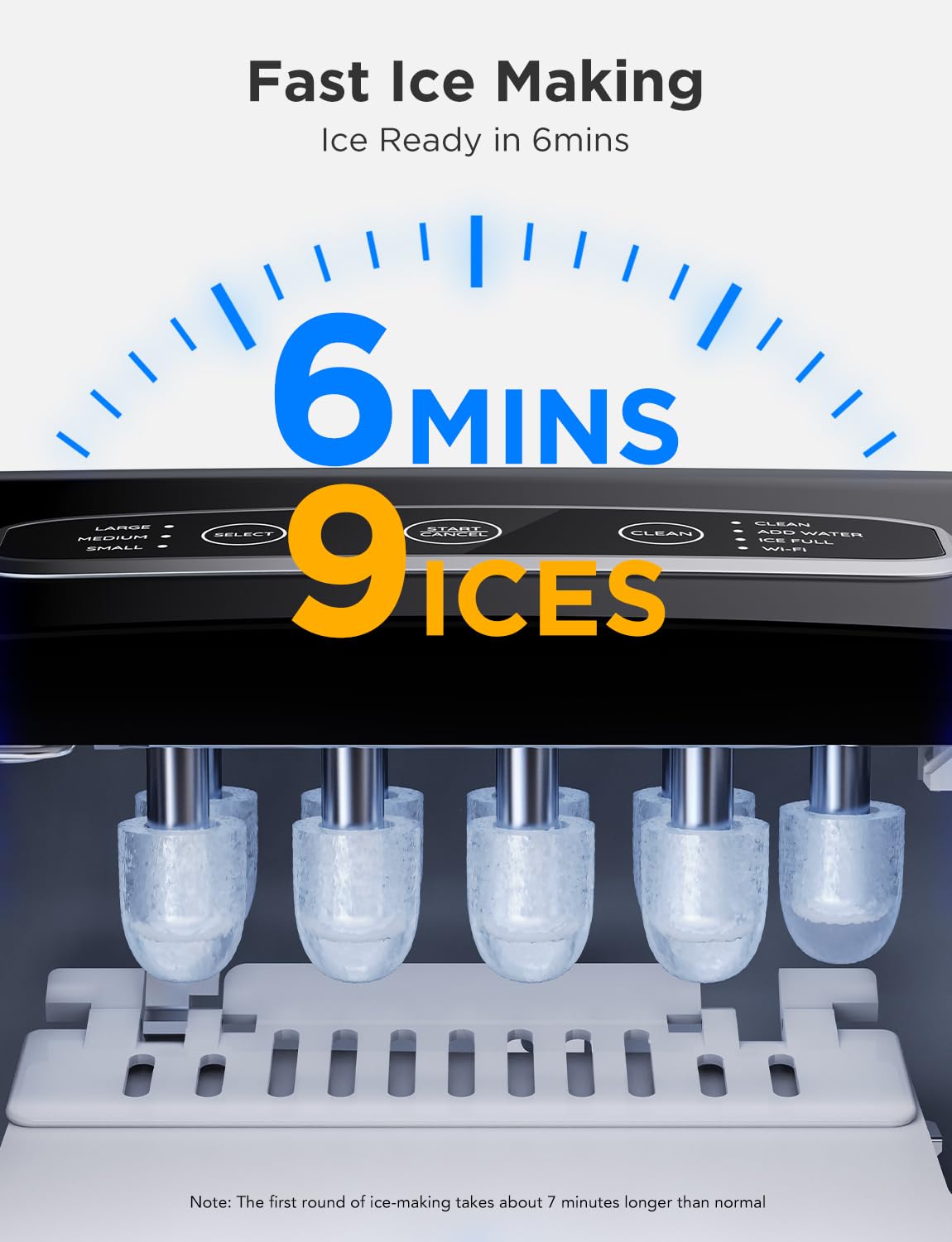 GoveeLife Smart Countertop Ice Makers, Portable Ice Maker Machine with Self-Cleaning, 6 Mins 9 Bullet Ice, 26lbs/24Hrs, Voice Remote for Home Kitchen Party Camping, with Ice Scoop Stainless Silver