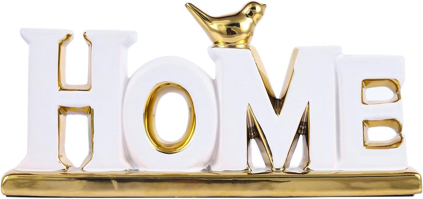 Love Sign Decoration,White and Gold Love Signs for Home Decor Statue,Modern Bird Sculpture Personalized Love Decor,Gold Style Figurine Decorative Ornaments for Living Room,Bedroom,Desktop (Home white)