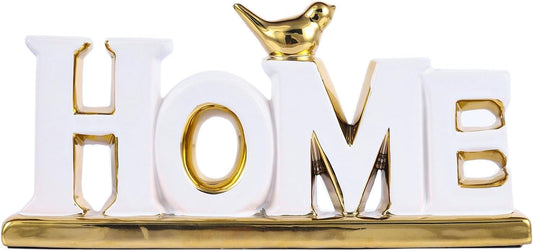 Love Sign Decoration,White and Gold Love Signs for Home Decor Statue,Modern Bird Sculpture Personalized Love Decor,Gold Style Figurine Decorative Ornaments for Living Room,Bedroom,Desktop (Home white)