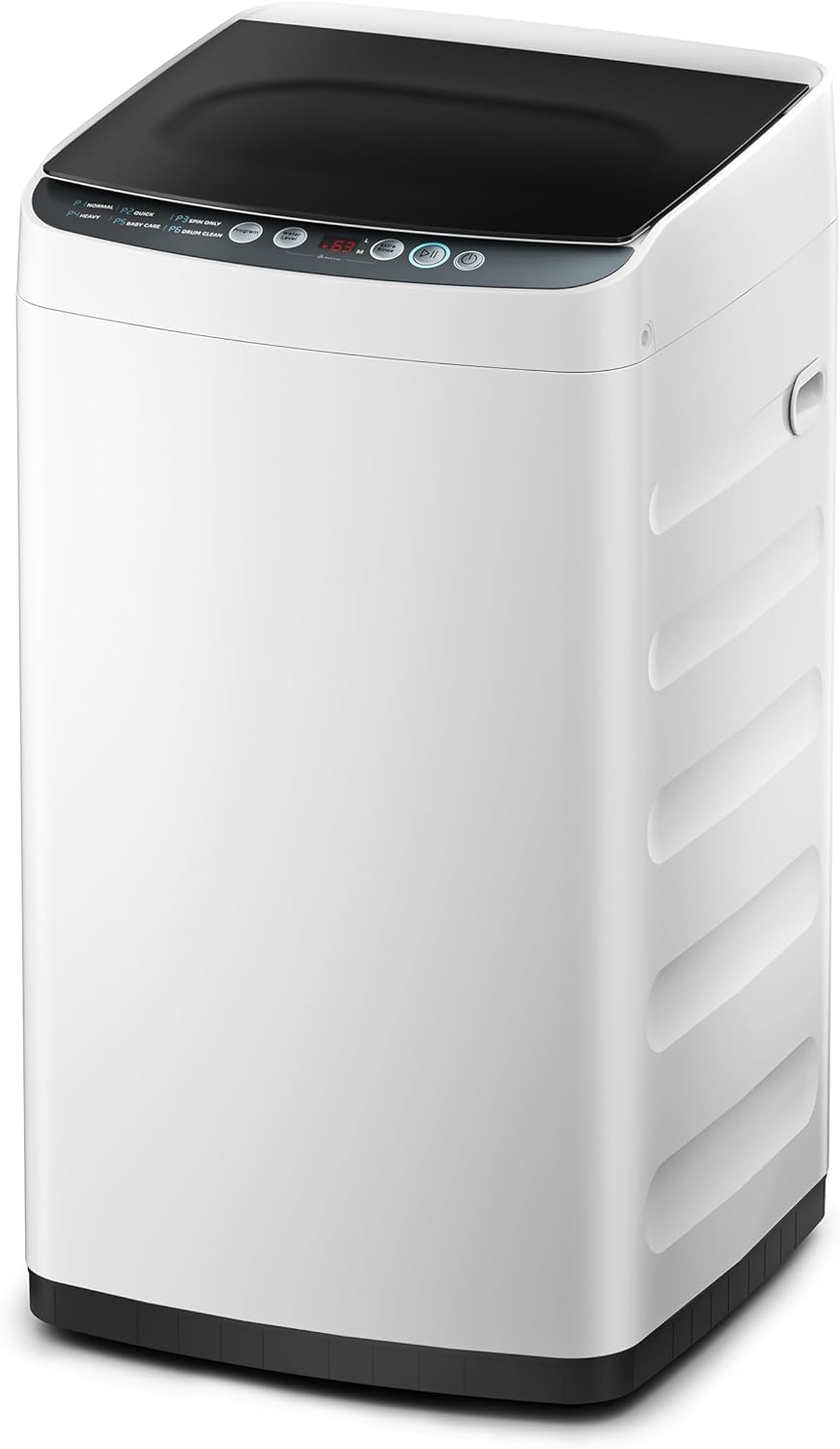 Midea MLTW09M1BWW Portable Washer with 6 Cycles, Drum Clean, Quick, Stainless Steel Tub, Transparent Lid, LED Display Washing Machine, 0.9 cu. ft, White