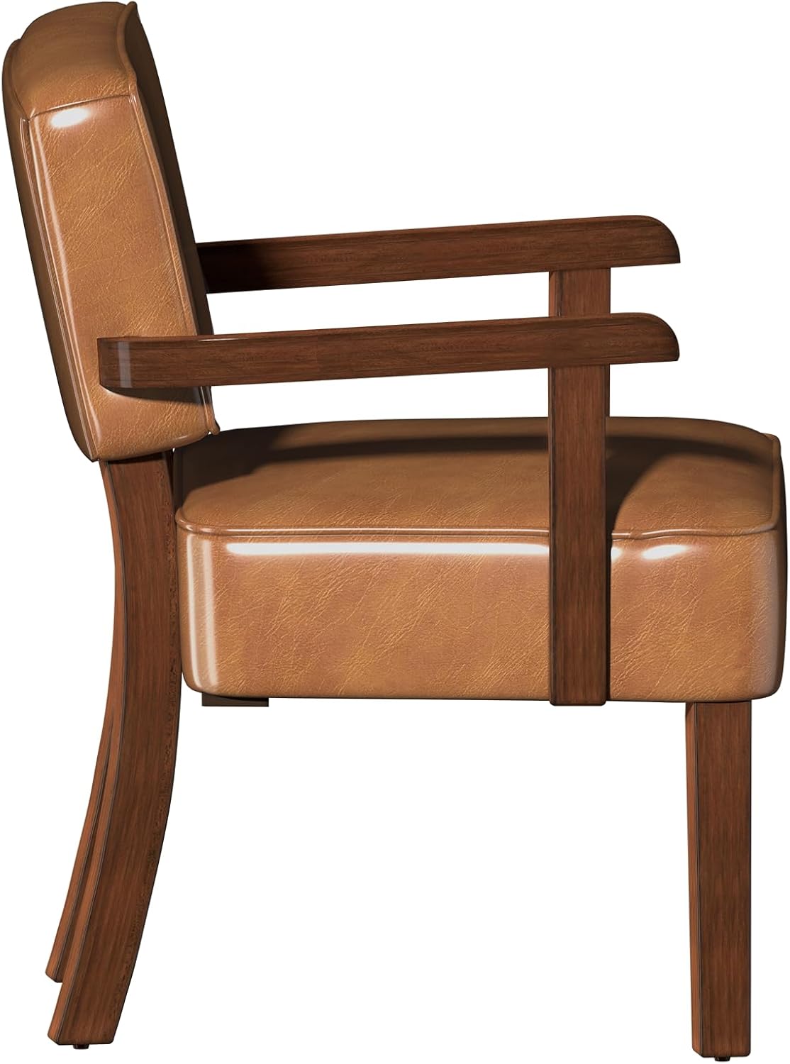 Accent Chair, PU Leather Living Room Chairs Oversized with Soft Seat and Armrests, Armchair for Bedroom, Dinning, Reading, Waiting Rooms (Leather Brown)