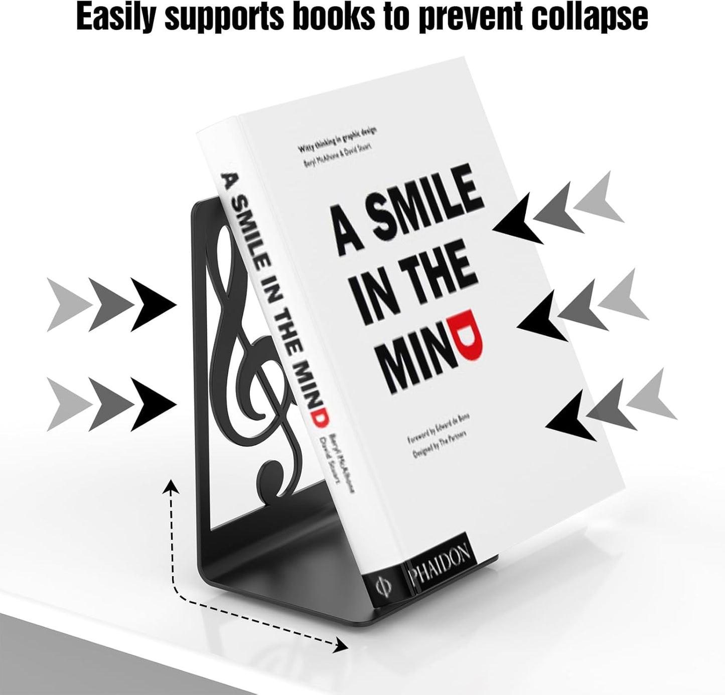 Metal Book Ends 1 Pair for Heavy Books & Shelves - Black Home Decorative Book Shelf Holder Gifts