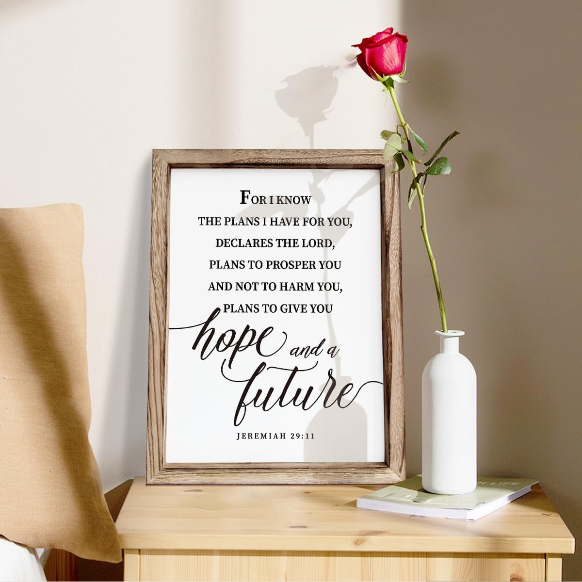 Christian Wall Decor, Religious Artwork for Home Decor, Bible Verse Signs, Inspirational Christian Gift, Framed Wall Plaque Sign 15 * 11.5 inches, I Know the Plans I Have for You Sign