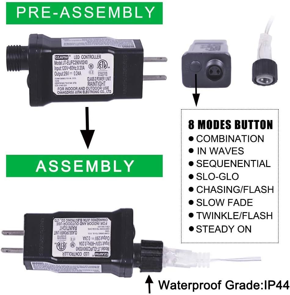 HEYFUNi Fiee Curtain Lights,304L 9.8ftX9.8ft 30V 8Modes Safety Window Lights for Home Wedding Christmas Party Patio Lawn Garden Bedroom Outdoor Indoor Wall Decorations (304LED, Blue+White)