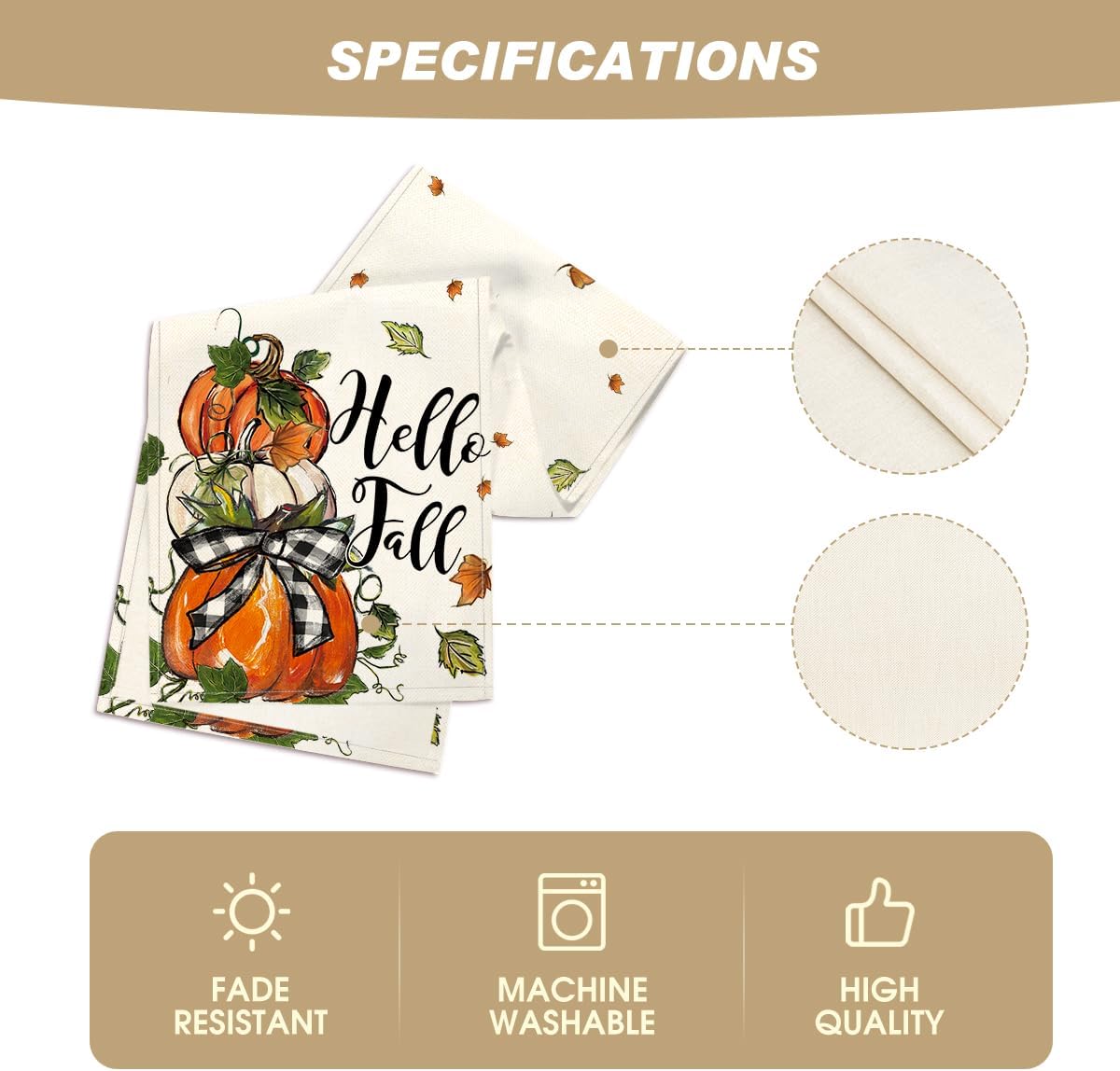 Artoid Mode Pumpkins Bowknot Maple Leaf 210 GSM Fall Table Runner, Seasonal Autumn Kitchen Dining Table Decoration for Home Party Decor 13x90 Inch