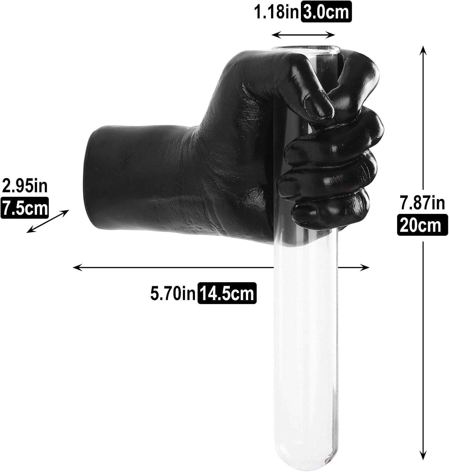 Black Wall Sculptures, Hand Vases Home Decor, Wall Mount Art Sculpture, Unique Wall Art Statue, Funky Flower Vase Decorations, Modern Eclectic Hanging Decor,Glass Test Tube Vase