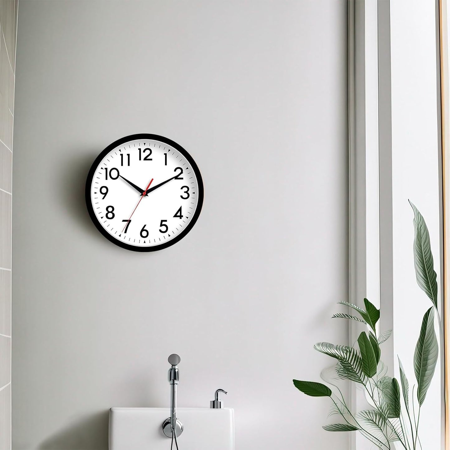 12 Inch Wall Clock Silent Non-Ticking Battery Operated Analog Clock Decorative for Office Kitchen Outdoor Living Room Classroom Bedroom Bathroom School(Black)