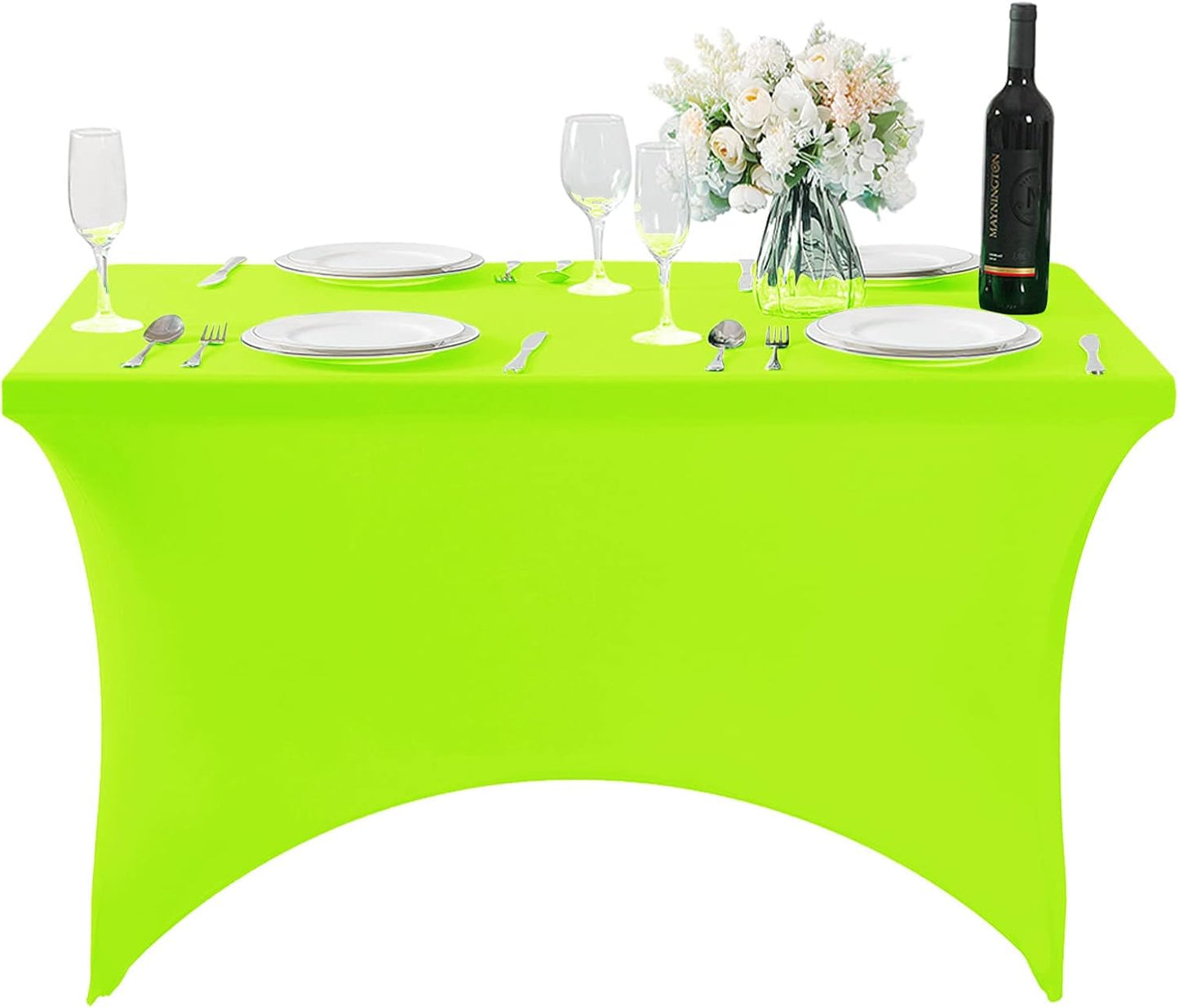 Spandex Table Cover for 4FT or 6ft or 8ft Table Universal Fitted Stretch Tablecloth for Party, Banquet, Wedding and Events-Neon Lemon