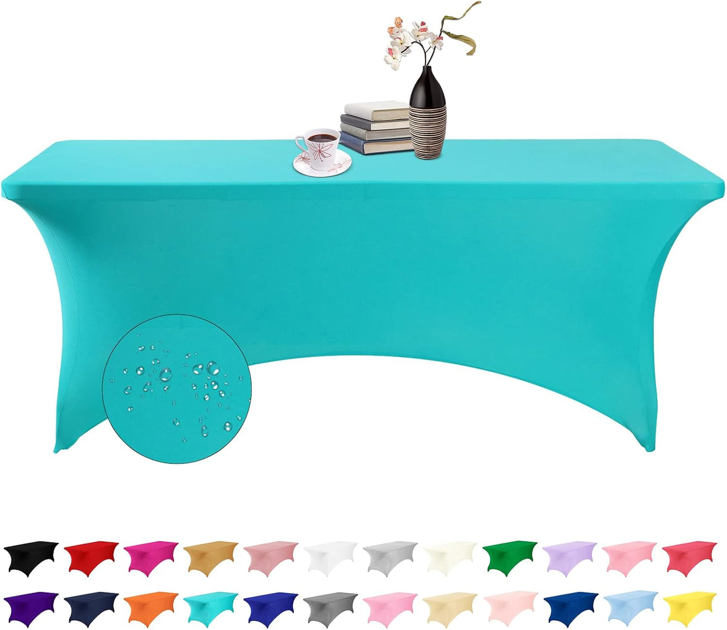 Spandex 6ft Waterproof Table Cover for Party,Wedding, Banquet, and Events(Turquoise)