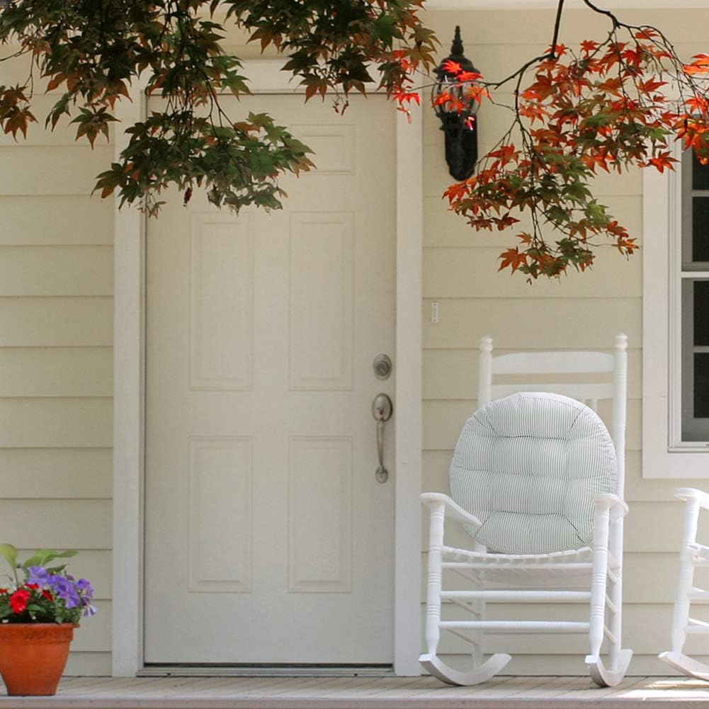 Tiita Stripe Patio Seat Cushions 22"x22" Round Chair Pads Home Floor Cushion Window Pad Set of 2 Throw Pillows Indoor/Outdoor, Green