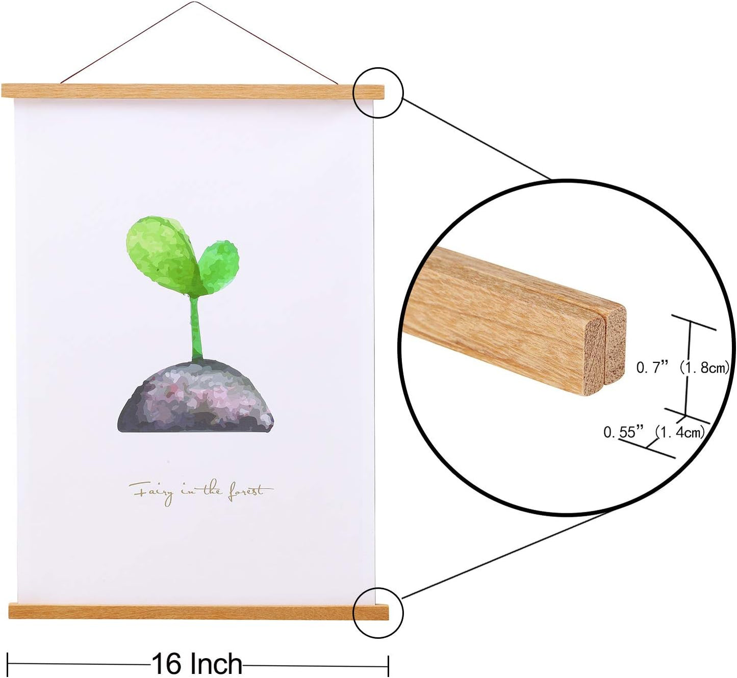 FALAMON Magnetic Poster Hanger Frame, 16x20 16x24 16x22 Teak Wood Magnet Poster Frame for Posters, Prints, Photos, Pictures, Maps, Scrolls, and Canvas Artwork