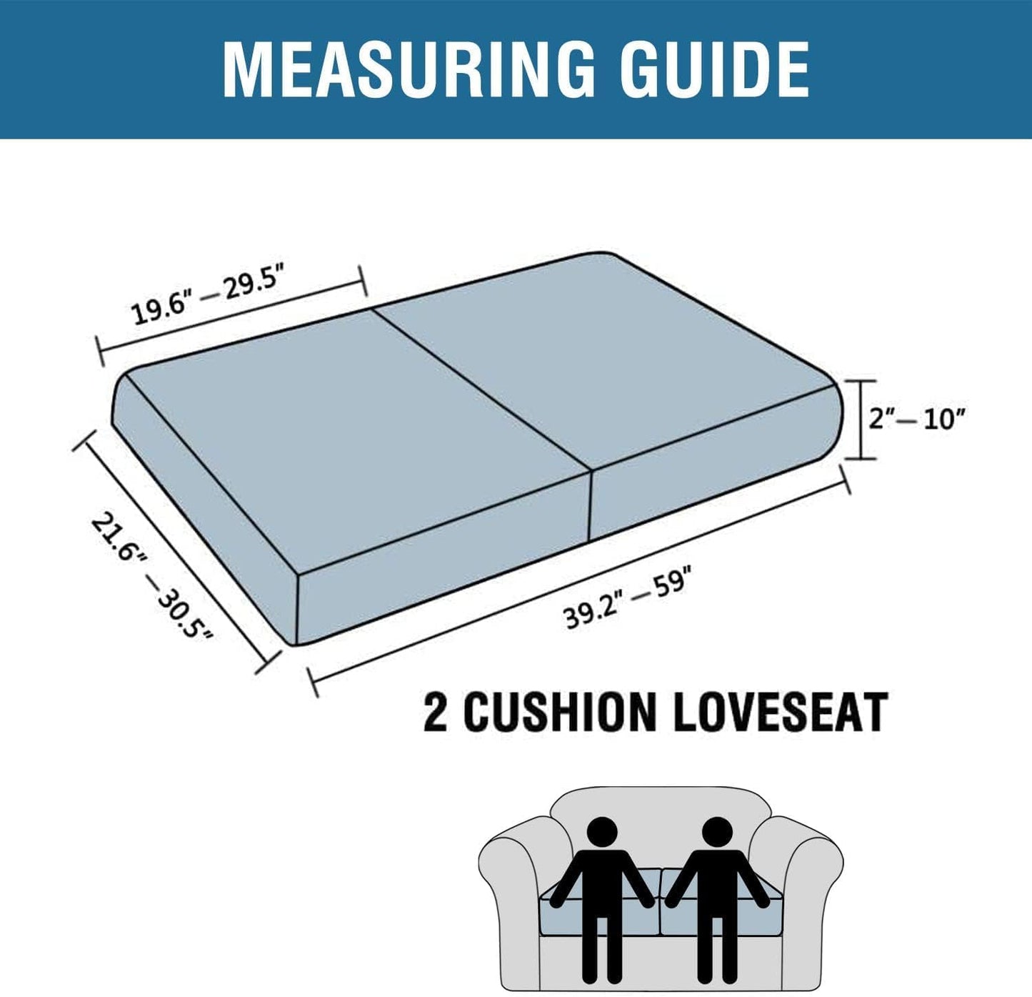 H.VERSAILTEX Super Stretch Individual Seat Cushion Covers Sofa Covers Couch Cushion Covers Slipcover Sets Thick Jacquard Textured Twill Fabric (2 Piece Medium Sofa Cushion Covers, Caramel)