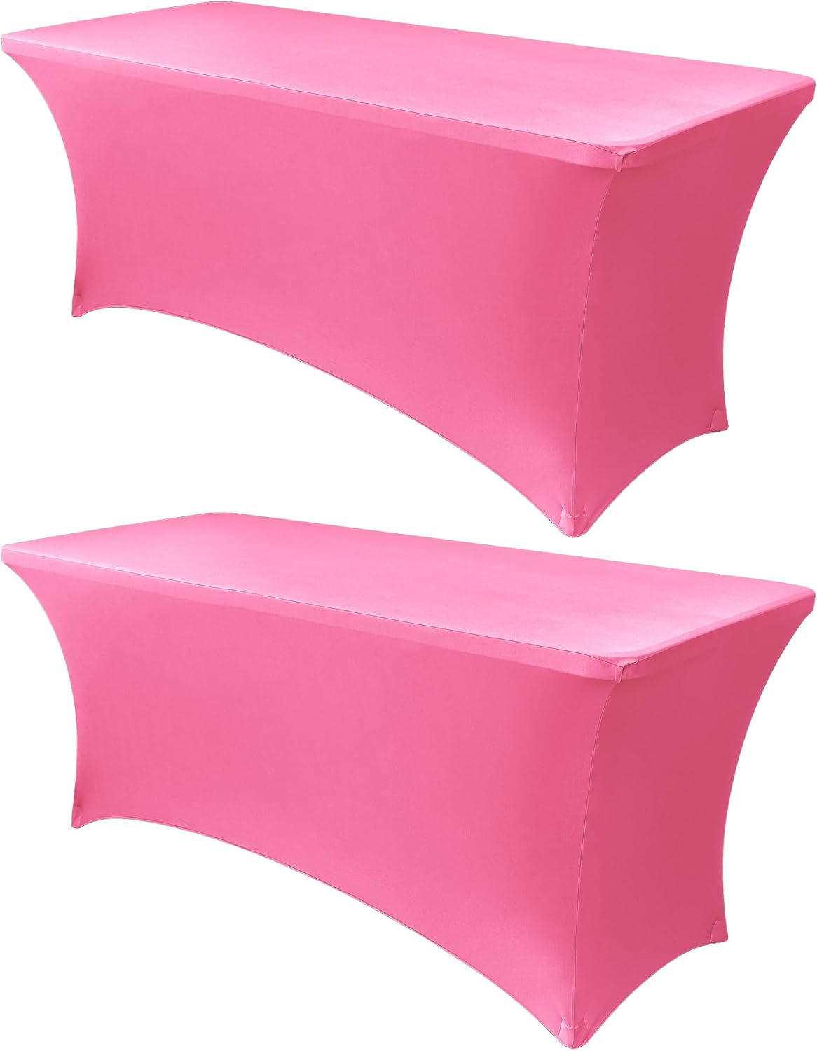 Obstal 8Ft Stretch Spandex Table Cover for Standard Folding Tables - 2 Pack Universal Rectangular Fitted Tablecloth for Party, Banquet, Events, Trade Show (Dark Pink, 96L x 30W x 30H Inches)