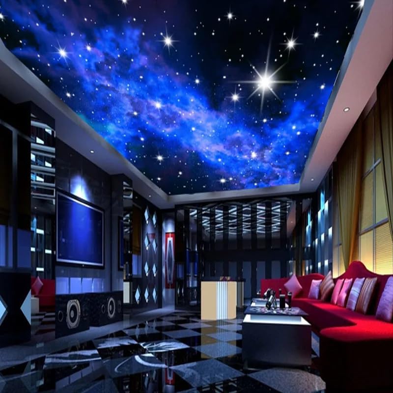 Custom Galaxy Murals Stars Peel and Stick Wallpaper Natural Landscape Night View Ceiling Wall Paper for Living Room 3D Wall Mural