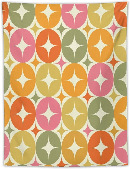 ICMOLYYENLO Abstract Cat Tapestry, Medieval Abstract Atomic Star Cat Vintage Home Wall Hanging Art Tapestry for Bedroom Living Room Dormitory 60x60 Inch