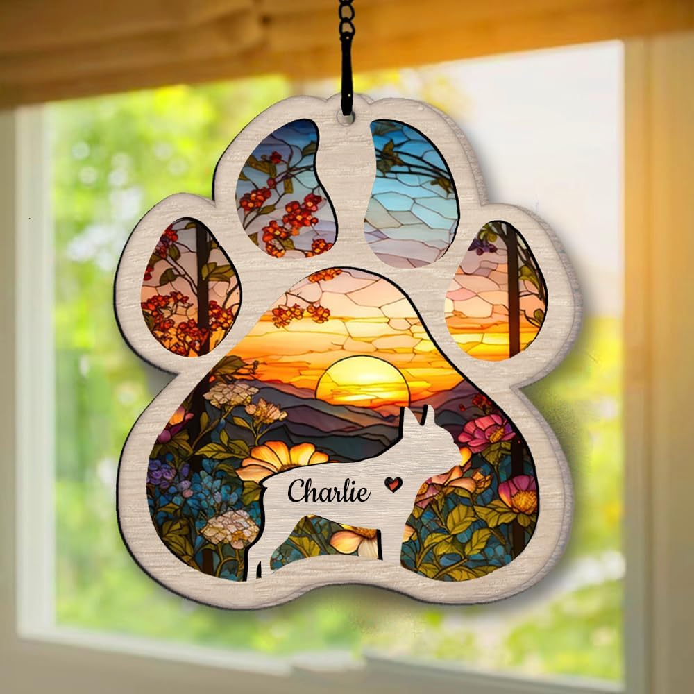 Personalized Boston Terrier Suncatcher Dog Memorial Gifts, Custom Boston Terrier Ornament Christmas Tree, Pet Remembrance Gift, Loss of Dog Sympathy Gift, Pets Memorial Ornament, Pet Loss Suncatcher