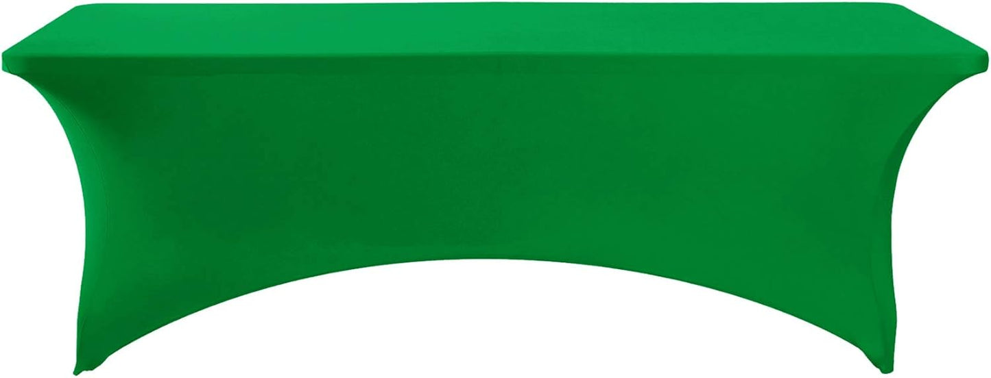 2Pack Spandex Table Cover for 6Ft or 4fT or 8ft Table Universal Fitted Stretch Tablecloth for Party, Banquet, Wedding and Events-Emerald