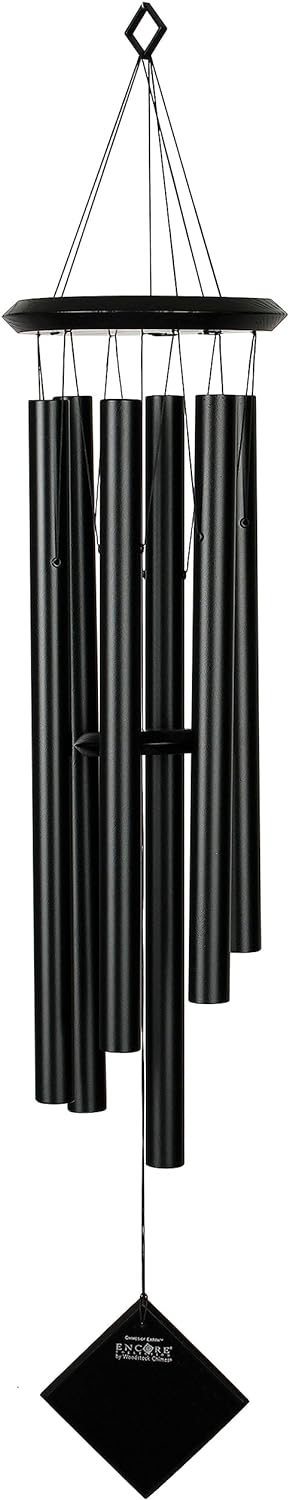 Woodstock Chimes Pluto Wind Chime for Outside 37" Black Wood Medium Tone Sound for Outdoor Garden, Patio, Porch Decor Gifts, Encore Collection, DCKK37