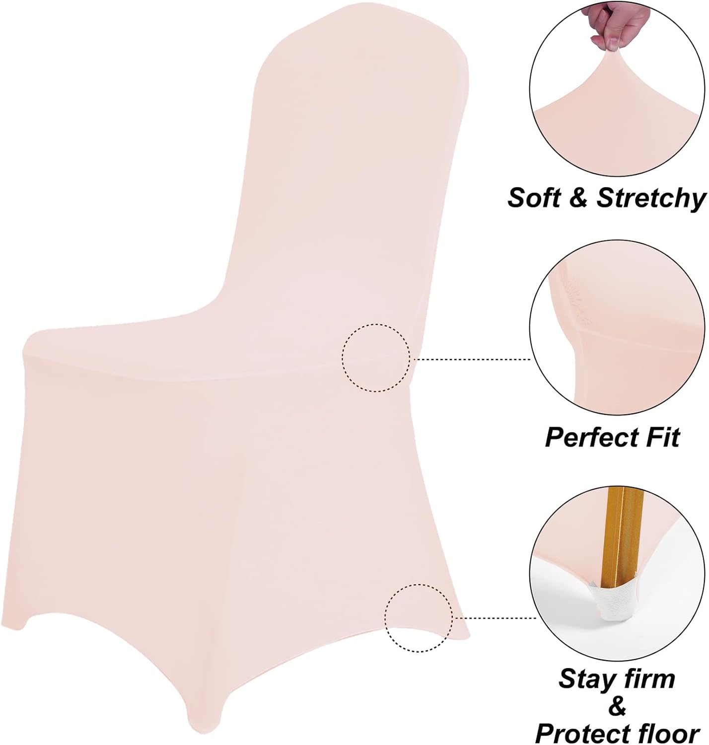 SUPERO Waterproof Spandex Chair Cover 25PCS, Stretch Dining Chair Covers, Polyester Outdoor Chair Covers, Protector Stretch Chair Cover for Party Universal, Banquet, Wedding Event, Hotel(Blush Pink)