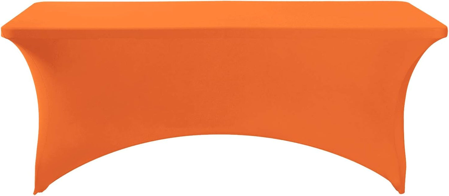 Spandex Table Cover for 6Ft or 4fT or 8ft Table Universal Fitted Stretch Tablecloth for Party, Banquet, Wedding and Events-Orange
