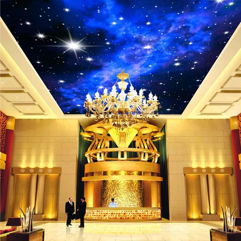 Custom Galaxy Murals Stars Peel and Stick Wallpaper Natural Landscape Night View Ceiling Wall Paper for Living Room 3D Wall Mural