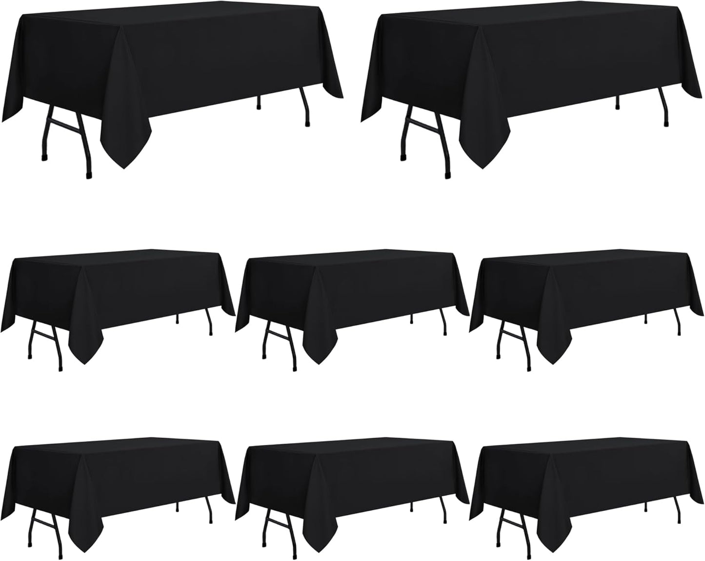 sancua 8 Pack Black Tablecloth 60 x 84 Inch, Rectangle Table Cloth for 4ft Tables - Stain and Wrinkle Resistant Washable Polyester Table Cover for Dining Wedding Banquet Party Buffet Restaurant