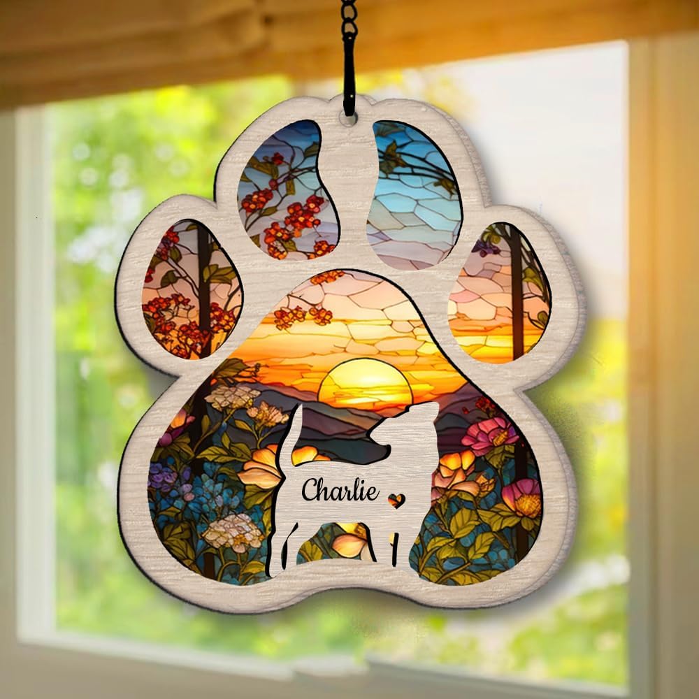 IZI POD Personalized Jack Russell Terrier Suncatcher Dog Memorial Gifts, Custom Jack Russell Terrier Ornament Christmas Tree, Pet Remembrance Gift, Loss of Dog Sympathy Gift,Pet Loss Suncatcher