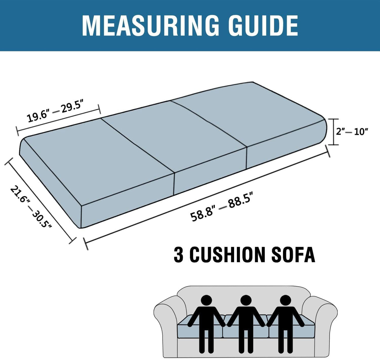 H.VERSAILTEX Super Stretch Individual Seat Cushion Covers Sofa Covers Couch Slipcover Sets Thick Jacquard Textured Twill Fabric (3 Piece Sofa Cushion Covers, Macchiato)