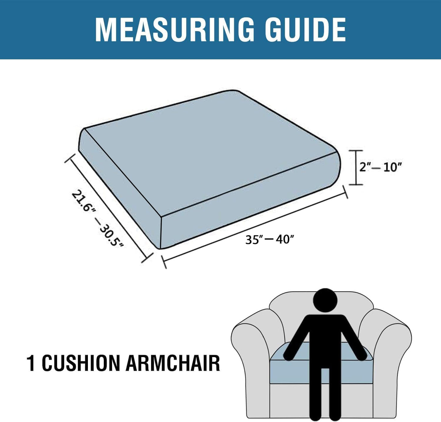 H.VERSAILTEX Super Stretch Individual Seat Cushion Covers Sofa Covers Couch Cushion Covers Slipcover Sets Thick Jacquard Textured Twill Fabric (1 Piece Chair Cushion Cover, Porcelain)