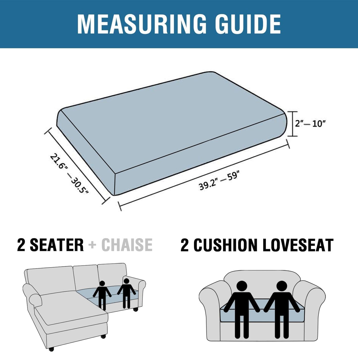 H.VERSAILTEX Super Stretch Individual Seat Cushion Covers Sofa Covers Couch Cushion Covers Slipcover Sets Thick Jacquard Textured Twill Fabric (1 Piece Loveseat Cushion Cover, Sage)