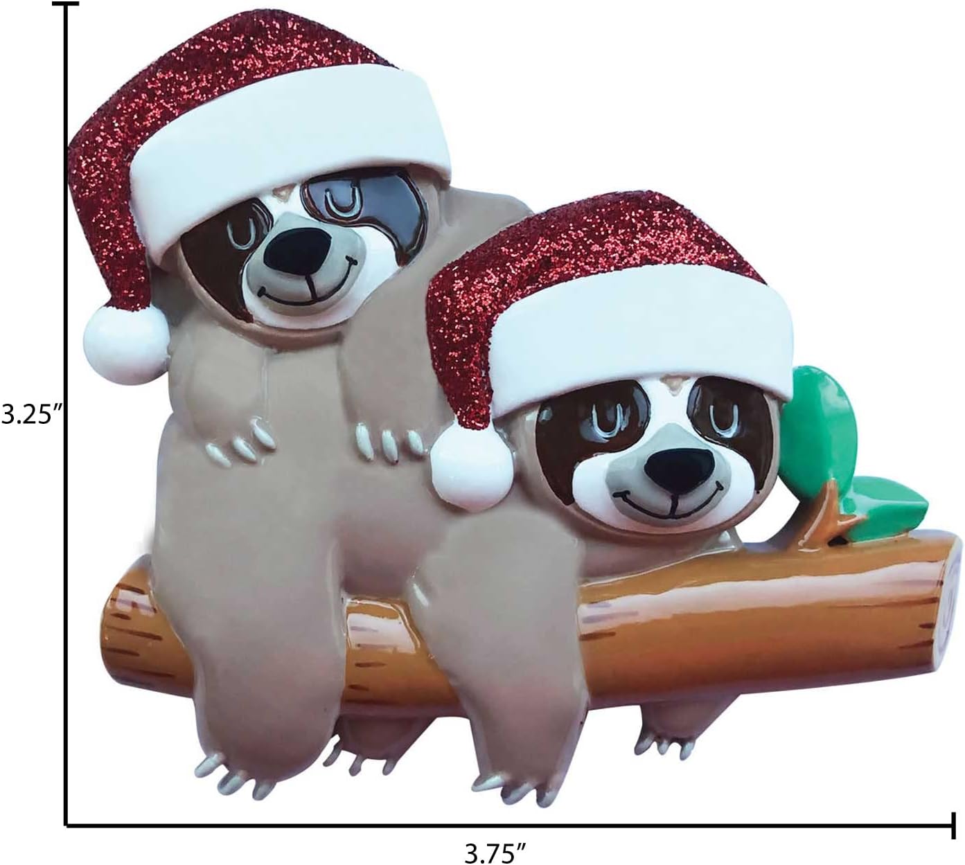 3D Personalized Our First Christmas Ornament 2025 Sloth Couple Ornaments in Santa Hats Couples Ornament 2025 Family of 2 Sloth on Log Xmas for a Couple Ornaments Couples Unique Gifts