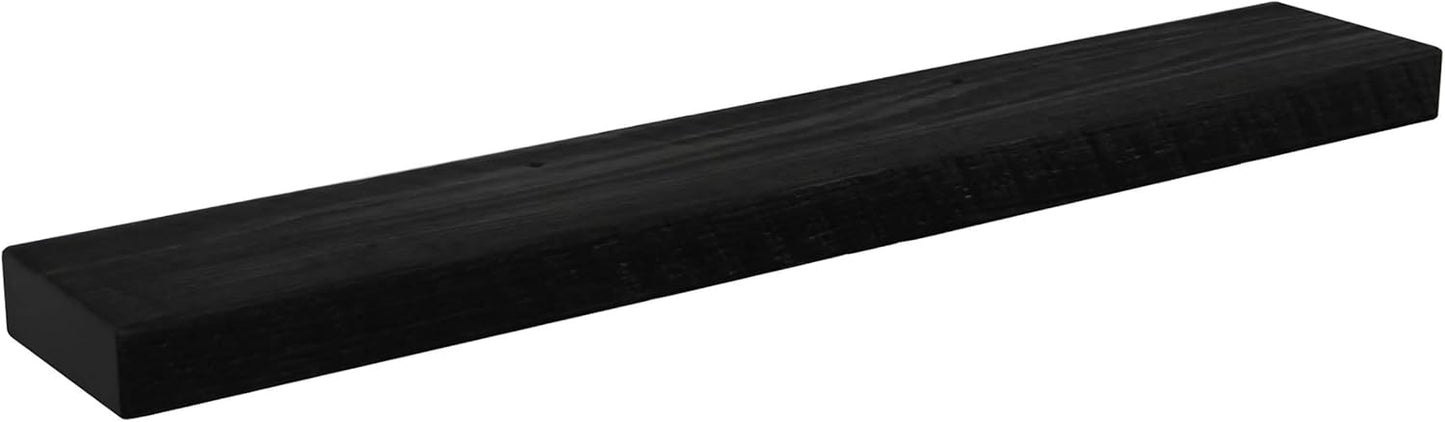 joelsantiques - 42 Inch Wooden Floating Shelves for Wall - 42x6x2 in - Made of Natural Wood - Long Heavy Duty Rustic Wall Shelves for Bedroom - Perfect for Living Room, Kitchen - Black
