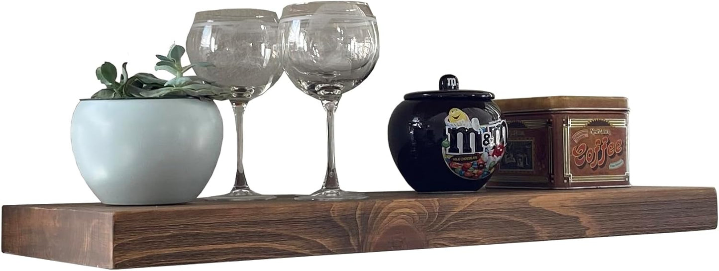 joelsantiques - 36 Inch Wooden Floating Shelves for Wall - 36x8x2 in - Made of Natural Wood - Heavy Duty Rustic Wall Shelves for Bedroom - Perfect for Living Room, Kitchen - Medium Brown