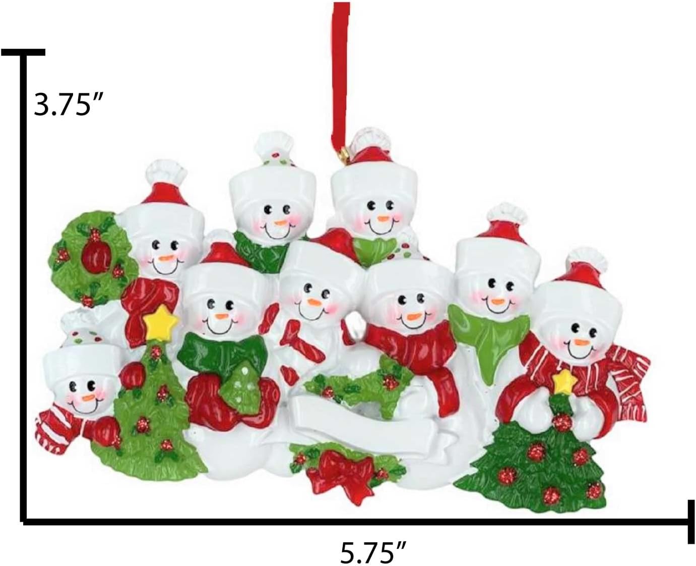 3D Snowman Family of 9 Ornament 2025 Personalized Family Christmas Ornaments 2025 | Snow People Personalized Tree Ornaments for Grandchildren, Siblings & Grandkids of Nine Ornament Snowmen Small Tree