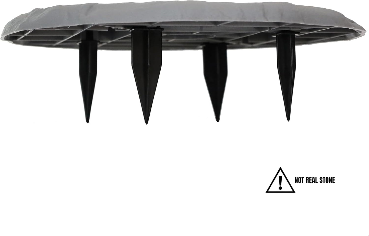 Ei Circular 15.5” Stepping Stones with Ground Stakes - Home or Garden Step Stones for Outdoor Walkway or Pathway Pavers - Resin Material (4, Light Grey Stone)