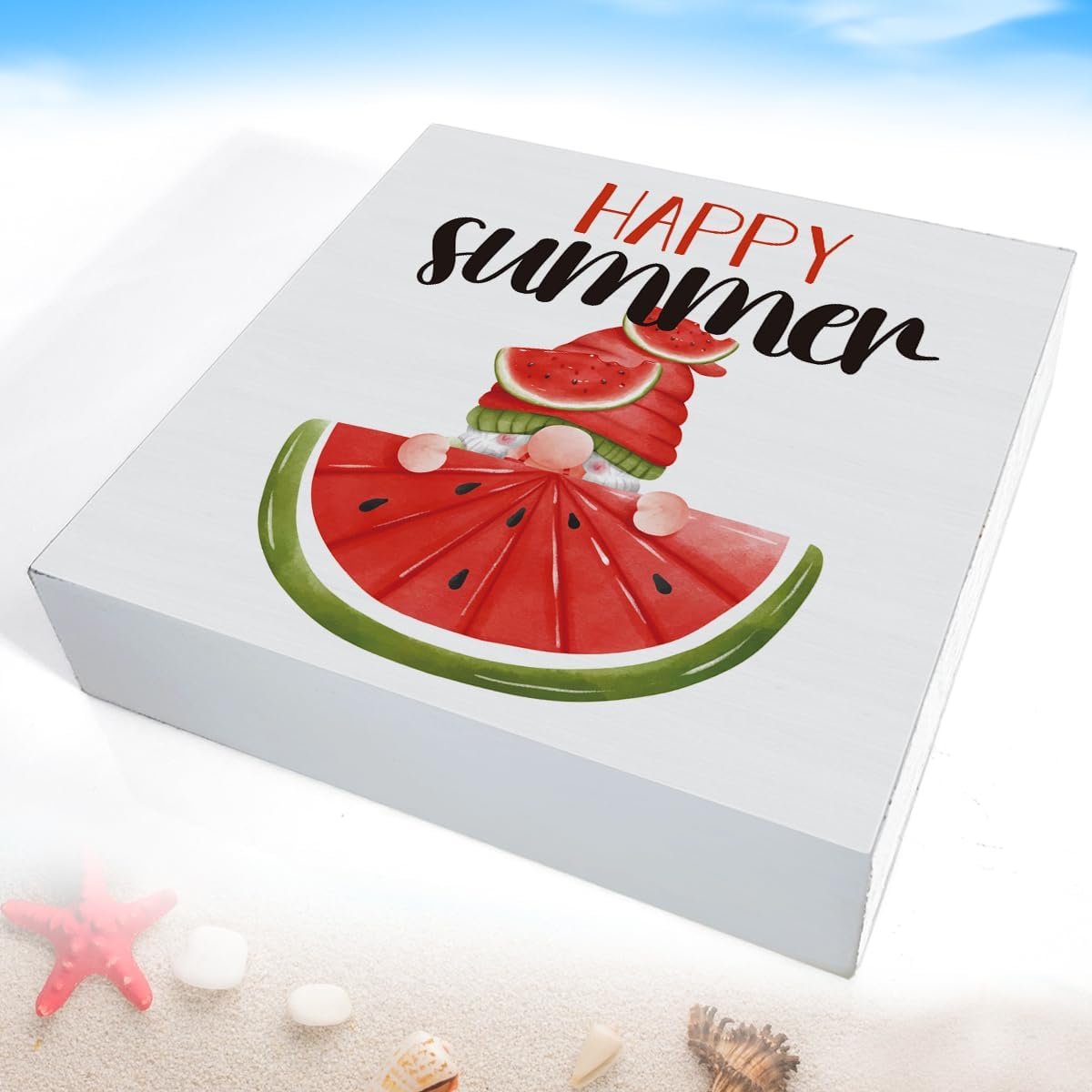 Watermelon Decor Farmhouse Summer Decorations Watermelon Gnome Wooden Sign Rustic Home Decor 5 x 5 Inches