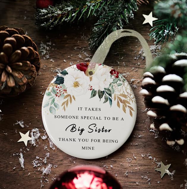 Sister Ornaments 2025 Sis Ornament Big Sisters Ornament Sister Christmas Ornament for Sisters Forever Ornament Sister Graduate Best Sis Ever Double-Sided Printing Ceramic(2.9"