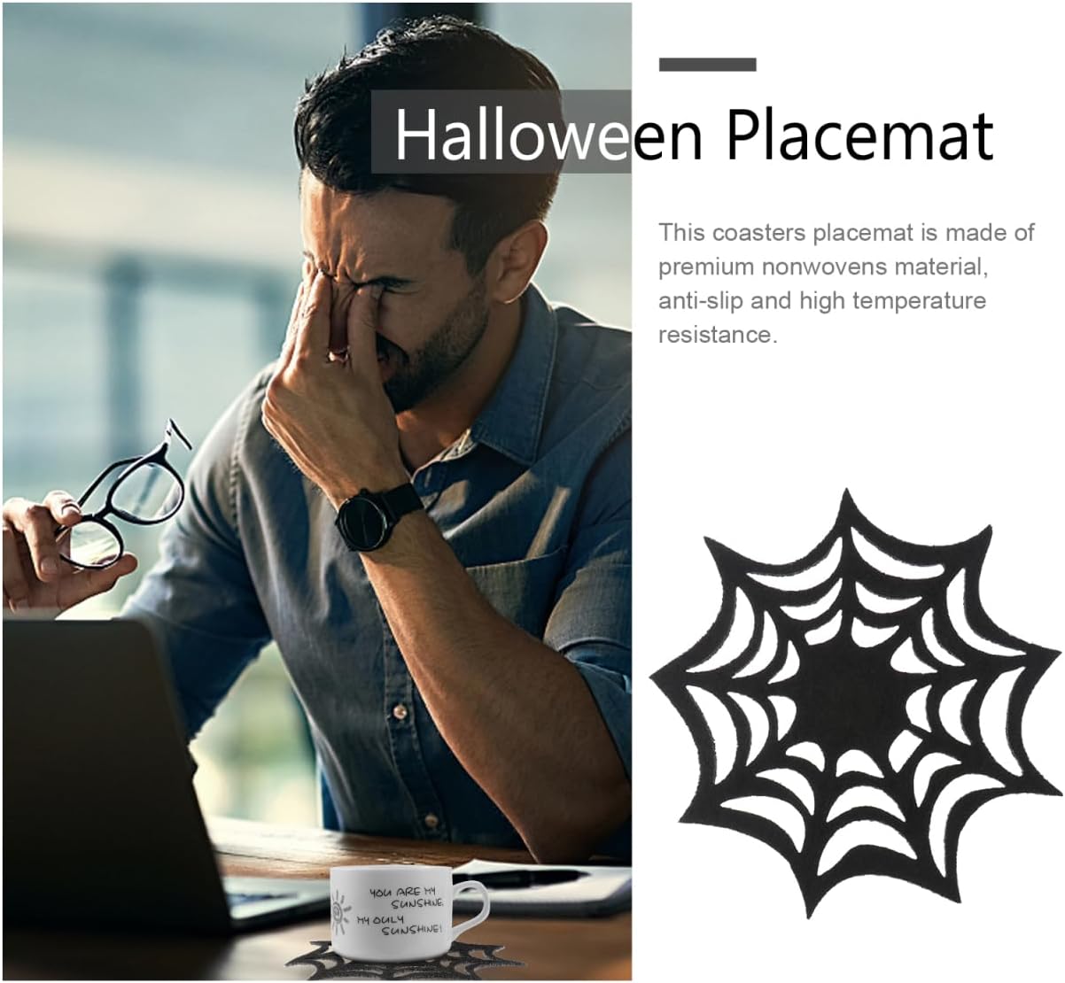 VOSAREA 10pcs Halloween Spider Web Coasters Placemat Decorative Table Placemats Doilies Halloween Decorarion Supplies