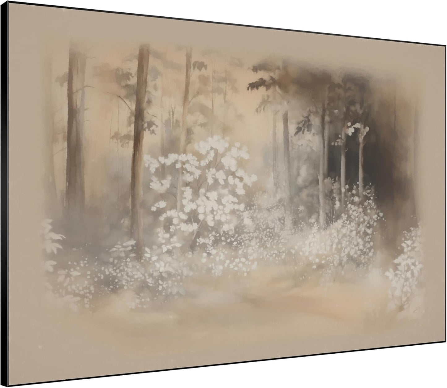 SIGNWIN 46"x60" Extra Large Framed Wall Art Misty Forest in Sepia Tones, Watercolor Woodland Landscape for Home Living Room Bedroom Decor (Frame Assembly Required)
