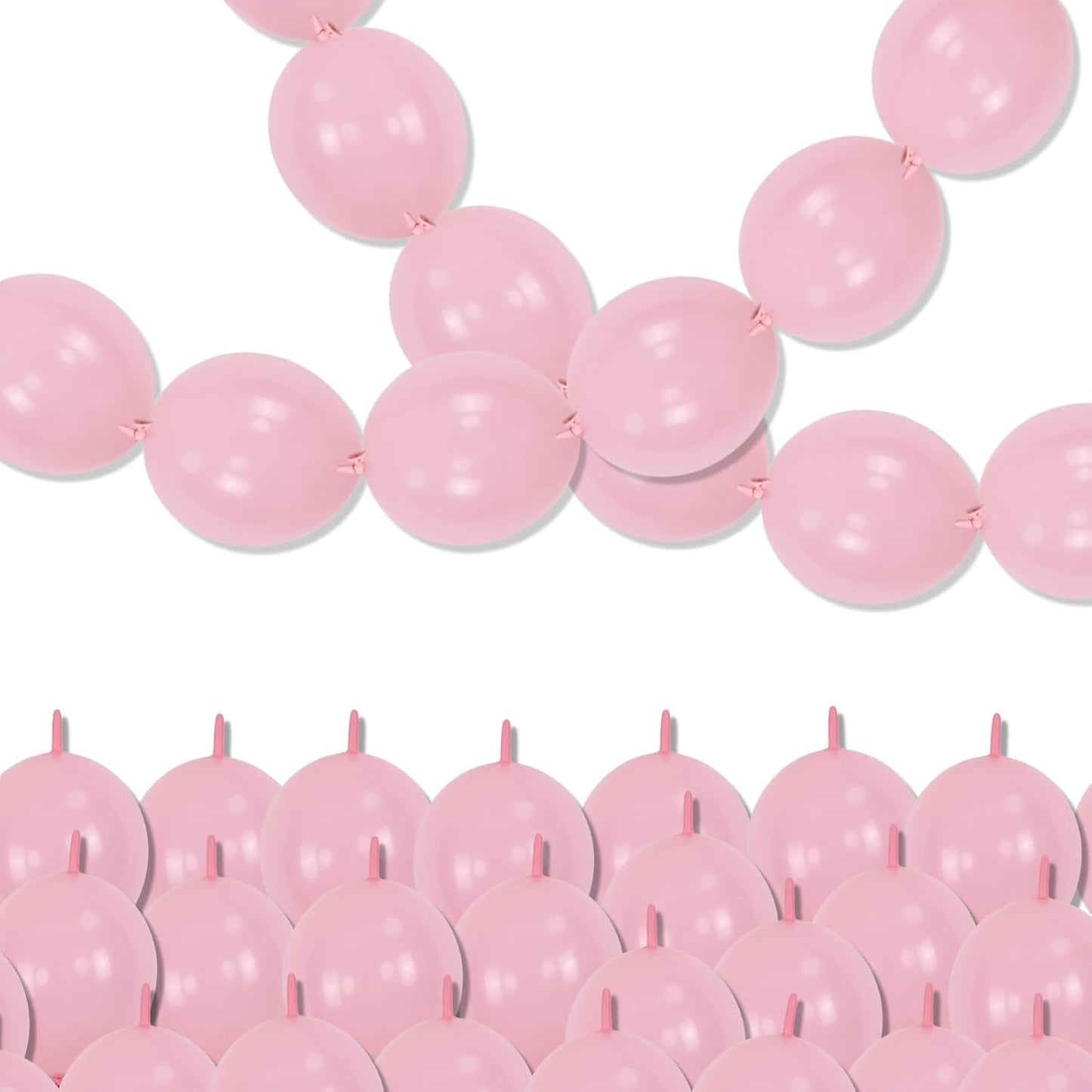 Pastel Pink Quick Link Balloons, 60PCS 10 Inch Baby Pink Linking Balloons for Making Balloon Wall Heart Arch, Tails Balloon for Girls Wedding Birthday Baby Shower Valentine's Party Decorations