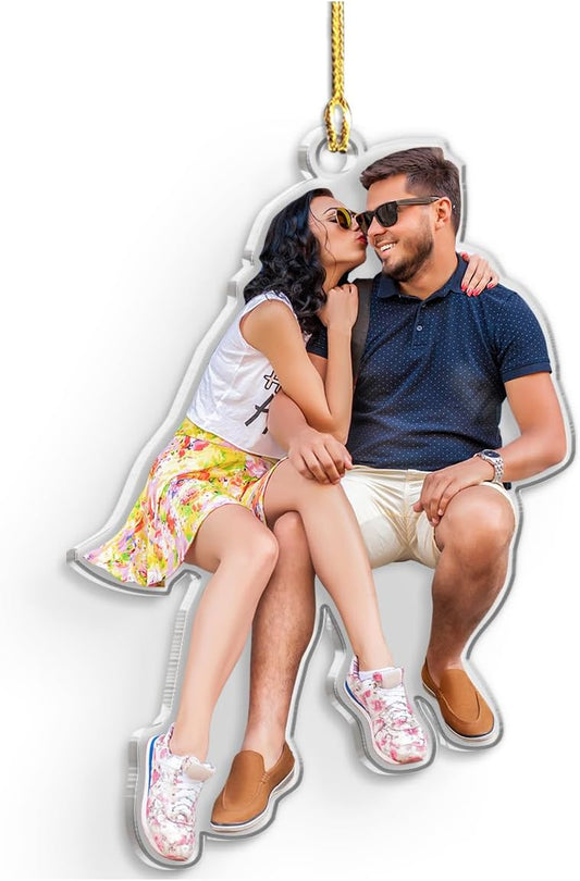 Personalized Custom Photo Ornament for Couple, Christmas Acrylic Ornament Gifts for Men Women, Newlywed Couple, Boyfriend Girlfriend, Christmas Hanging Decor