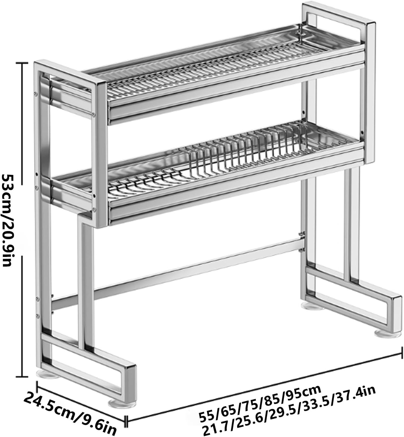 Kitchen Sink Rack Sink Above The Dish Drain Dish Washing Rack Stainless Steel Multifunctional Dish Storage Rack,Over The Sink Drying Rack for Dishes(2,55cm/21.7in)