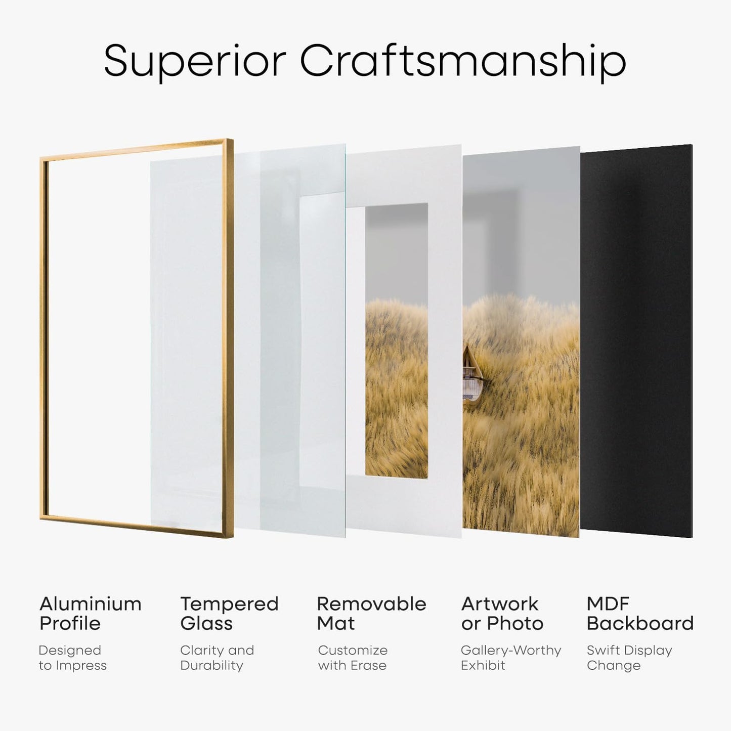 Homeforia A5 Picture Frame Bronze, High End Metal 5.8 x 8.3 Frame Matted to 4.1 x 5.8 Photo, A5 Frame with Mat A6 Art, 5.8x8.3 Poster Frames, 8.3x5.8 Display Frames, Tempered Glass, Wall Kit, Set of 1