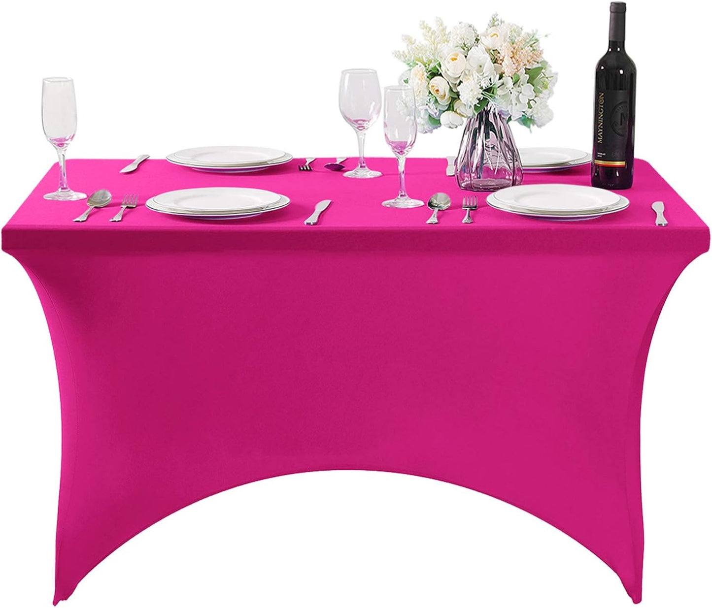 Spandex Table Cover for 4FT or 6ft or 8ft Table Universal Fitted Stretch Tablecloth for Party, Banquet, Wedding and Events-Fuchsia